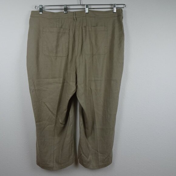 NYDJ Wide Leg Pants Women's Plus Size 20W Brown Linen Blend Cropped Cargo - Picture 5 of 11